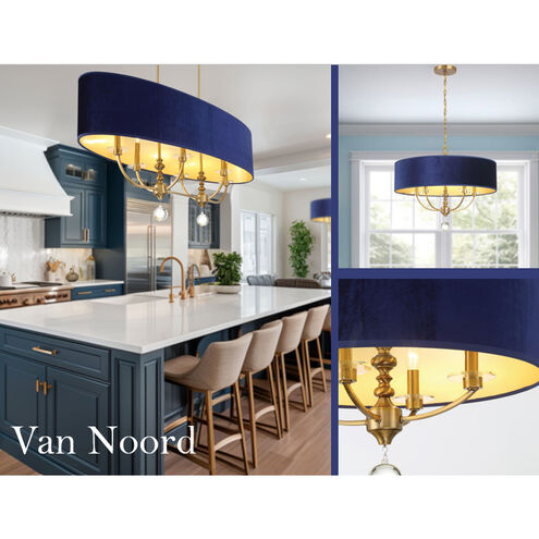 Van Noord 6 Light 32 inch Oxidized Aged Brass Pendant Ceiling Light